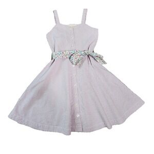 Hope & Henry Girl's Size 7 Seersucker Dress 100% Organic Cotton